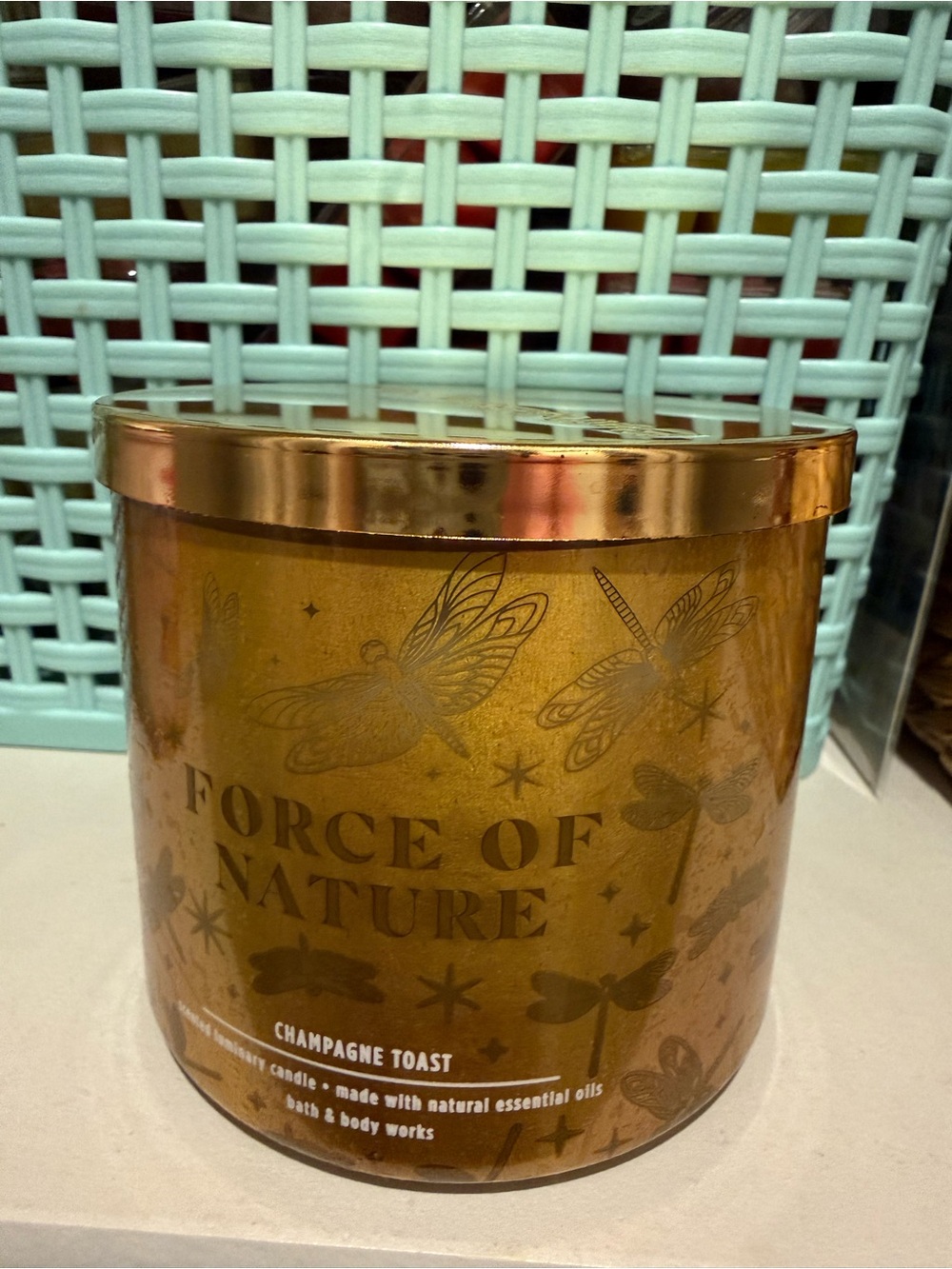 Bath & Body Works "Force of Nature" Champagne Toast 3 wick Candle NEW
